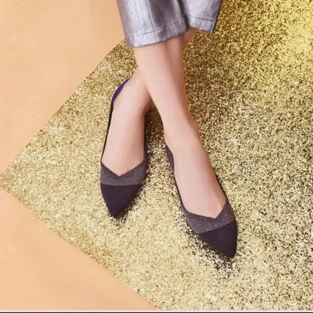 Rothy’s Twilight Metallic Captoe Points Flat Shoes Size 9.5